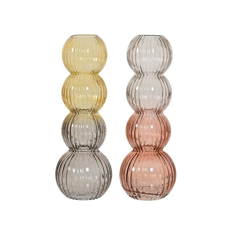 VASO VETRO 4 SFERE 2 COLORI ASSORTITI H.42